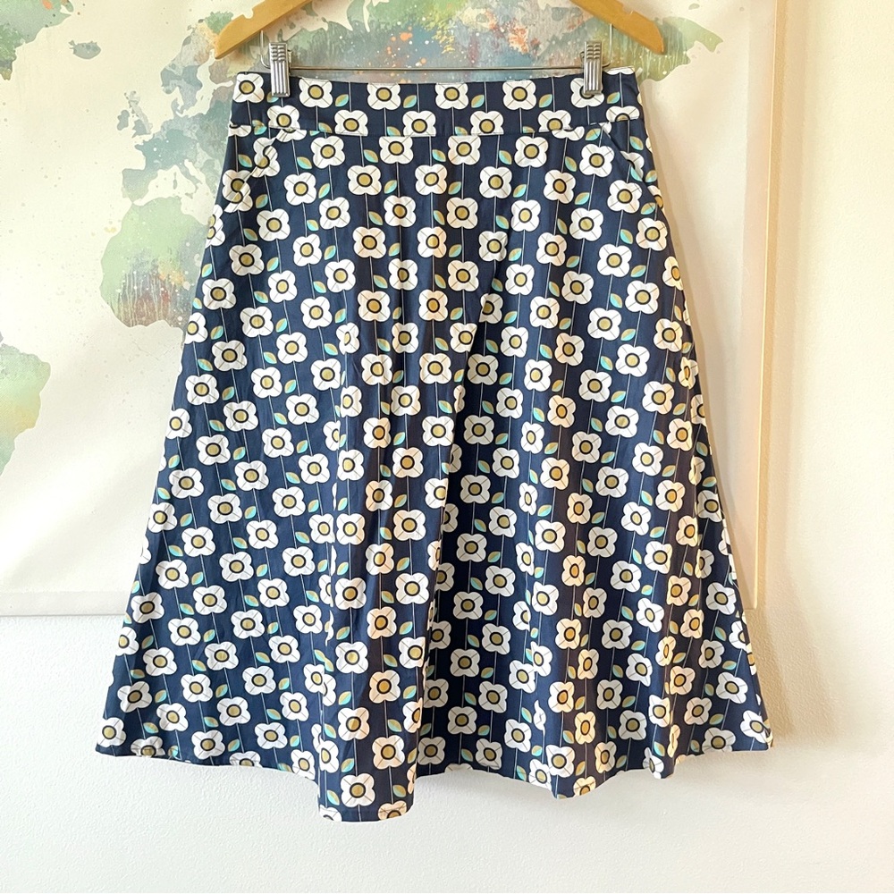 Circus Skirt A-Line Black Floral 100% Cotton Pockets NWT Size‎ UK 12 Medium